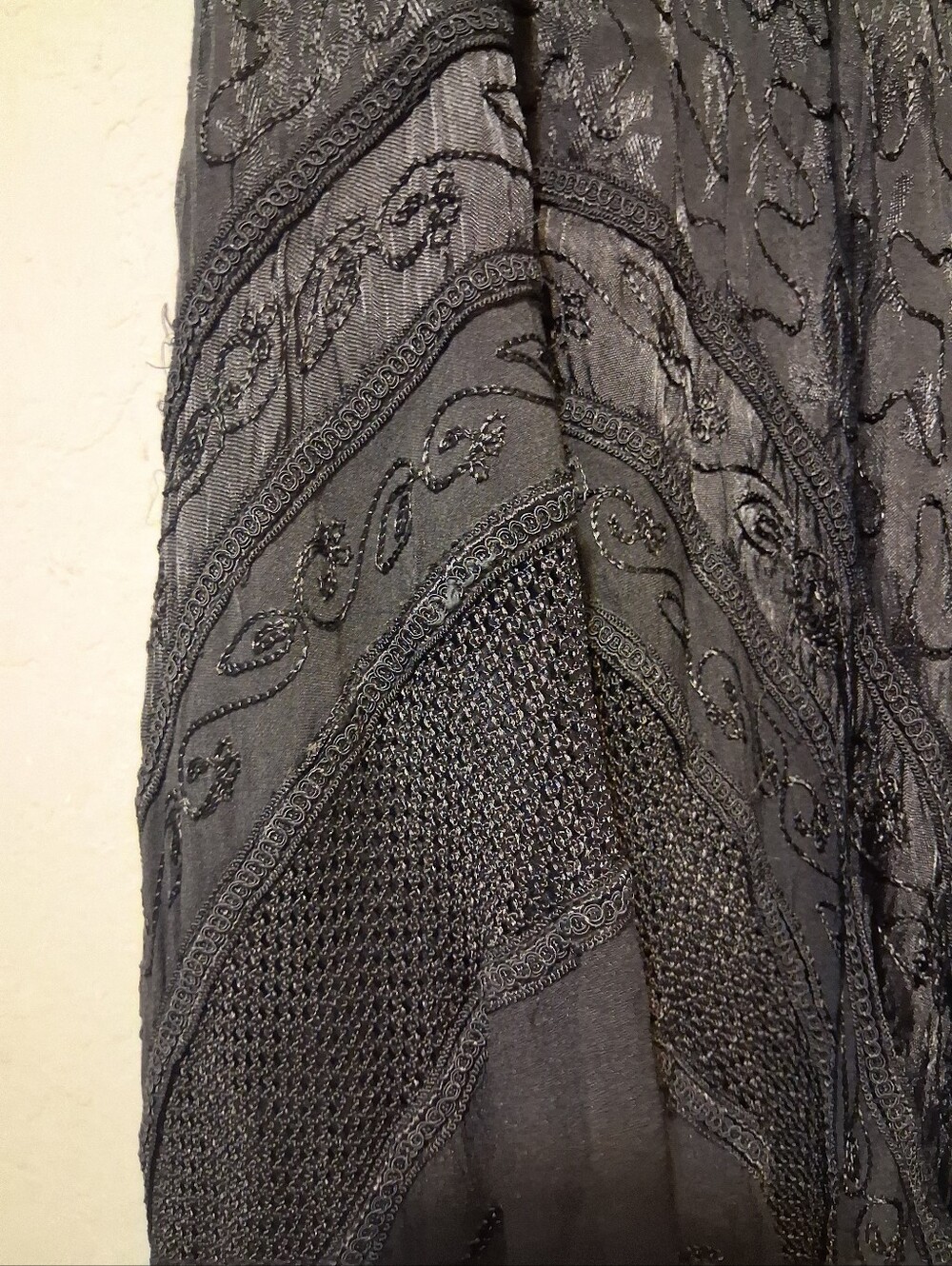 Victorian Style Black Tiered Skirt Embroidered Handkerchief Renaissance - Picture 6 of 16